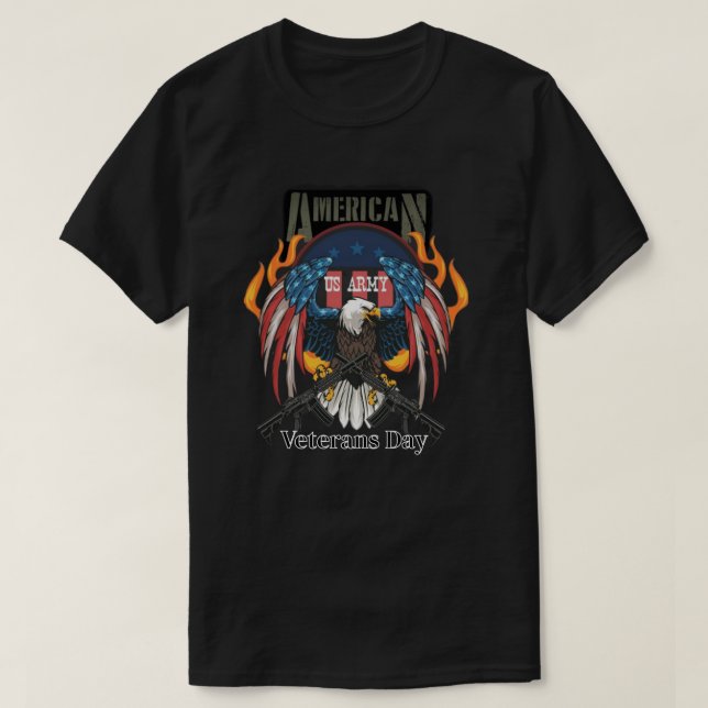 US Army eagle shirt, and veterans' machine guns T-Shirt (Design Front)
