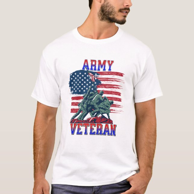 US Army Veteran Flag Raising Tribute T-Shirt (Front)