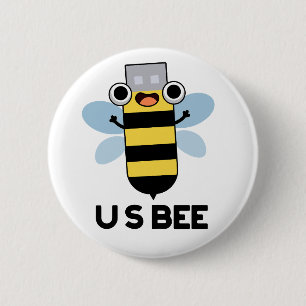 US Bee Funny USB Technical Pun  6 Cm Round Badge