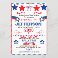 US BIRTHDAY BOY ELECTION BIRTHDAY INVITATION