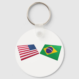 US & Brazil Flags Key Ring