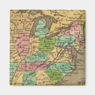 US, Canada Hand Coloured Atlas Map Magnet