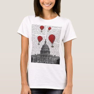 US Capitol Building and Red Hot Air Balloons T-Shirt