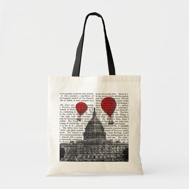 US Capitol Building and Red Hot Air Balloons Tote Bag (Front)