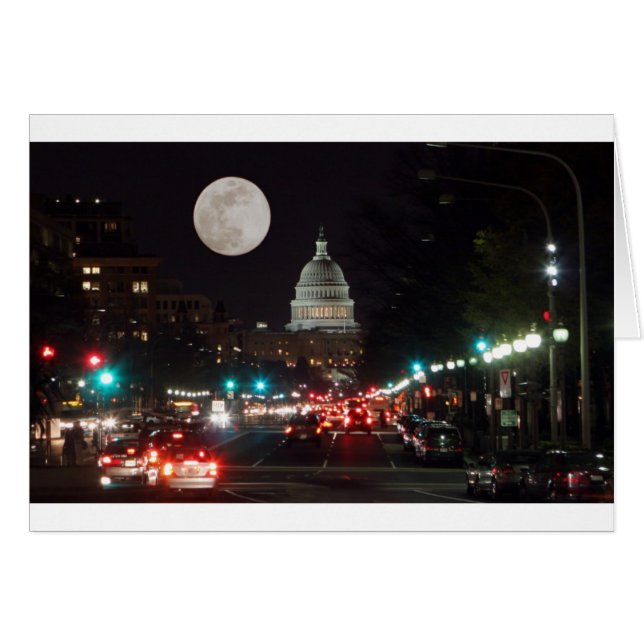 US Capitol Building at night with full moon (Front Horizontal)