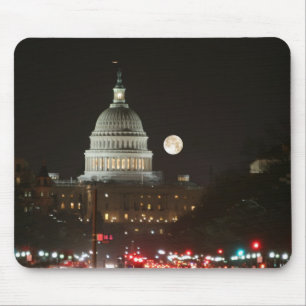 US Capitol Building Full Moon Mouse Mat