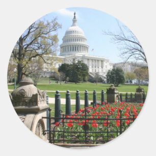 US Capitol building spring Classic Round Sticker