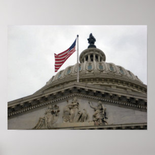 US Capitol Building with American Flag - East Poster