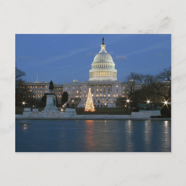 US Capitol celebrating Christmas photo Holiday Postcard (Front)