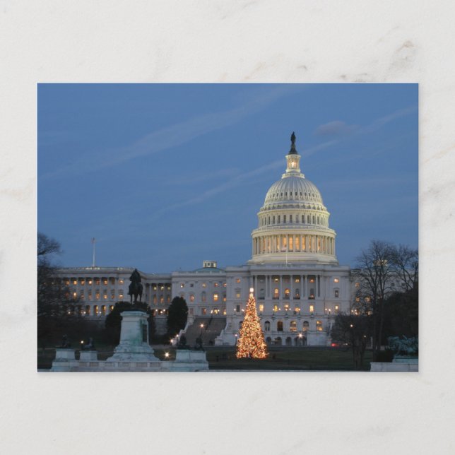 US Capitol celebrating Christmas photo Holiday Postcard (Front)