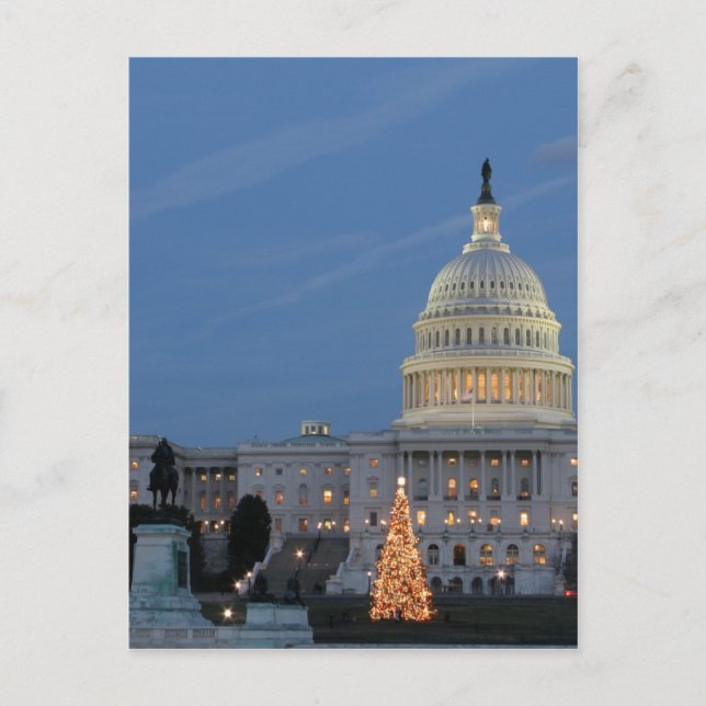 US Capitol celebrating Christmas photo Holiday Postcard (Front)