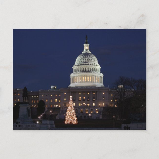US Capitol celebrating Christmas photo Holiday Postcard (Front)