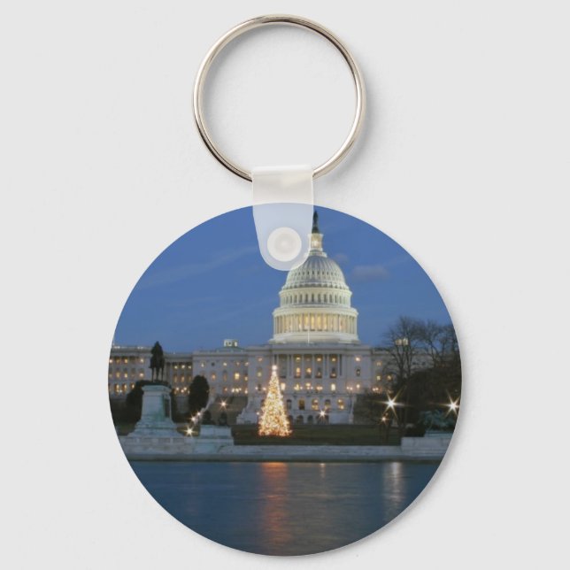 US Capitol celebrating Christmas photo Key Ring (Front)
