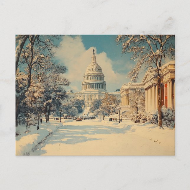 US Capitol Washington DC Merry Christmas Holiday Postcard (Front)