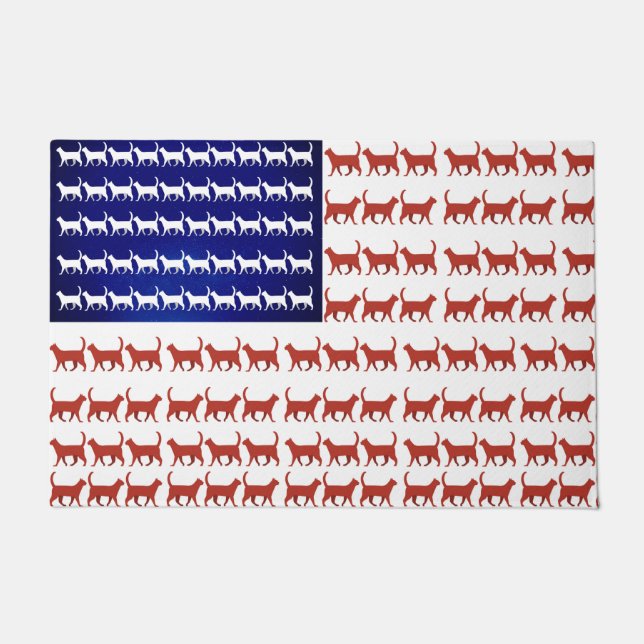 US Cat Flag 4th of July Patriotic American Kitty  Doormat (Front)