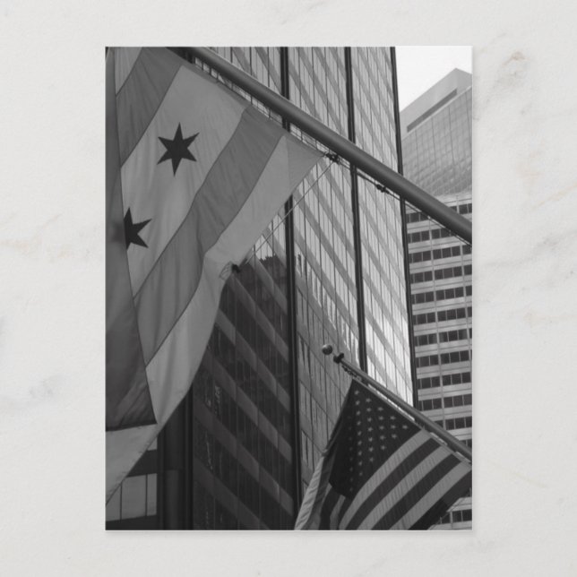 US & Chicago city flag Postcard (Front)