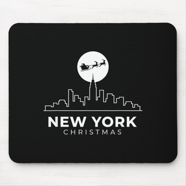 Us Cities New York Christmas Skyline Nyc Holiday S Mouse Mat (Front)