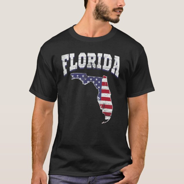 US Citizen Proud America State Flag Land Map Flori T-Shirt (Front)