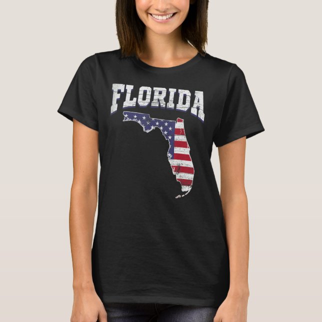 US Citizen Proud America State Flag Land Map Flori T-Shirt (Front)