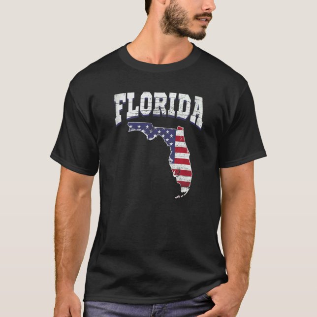 US Citizen Proud America State Flag Land Map Flori T-Shirt (Front)