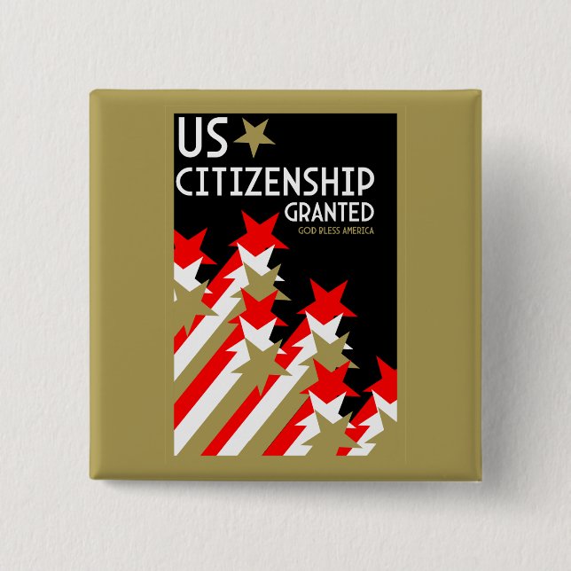 US Citizenship Granted 15 Cm Square Badge (Front)