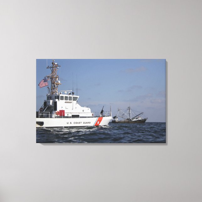 US Coast Guard Cutter Marlin patrols the waters Canvas Print (Front)