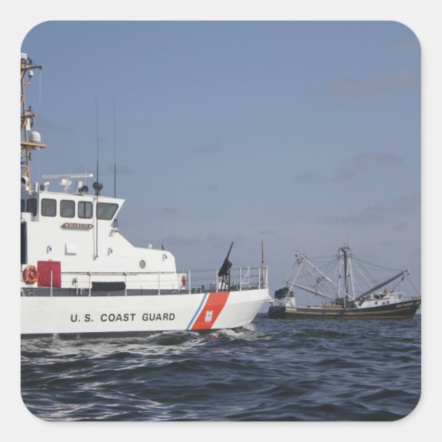 US Coast Guard Cutter Marlin patrols the waters Square Sticker (Front)