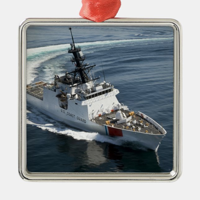 US Coast Guard Cutter Waesche 2 Metal Tree Decoration (Front)