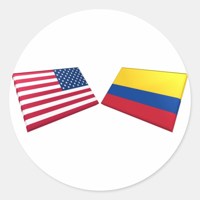 US & Colombia Flags Classic Round Sticker (Front)