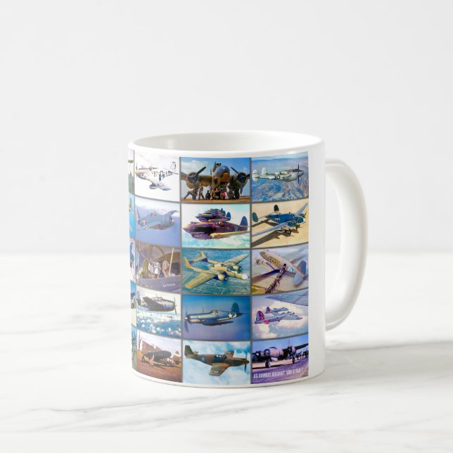 US COMBAT AIRCRAFT - WORLD WAR 2 “MONTAGE” COFFEE MUG (Front Right)