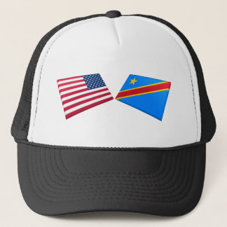 US & Congo Democratic Republic Flags Trucker Hat