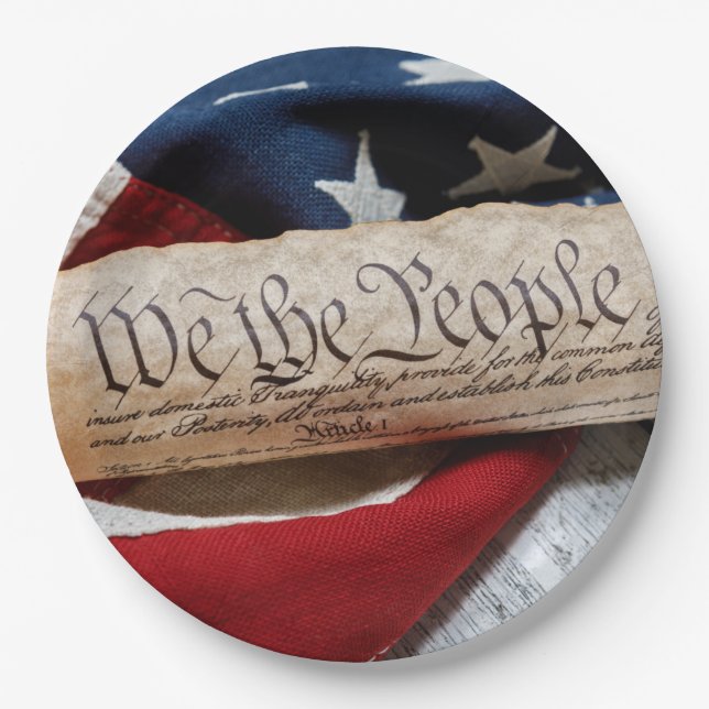 US Constitution and Flag Paper Plate (Front)