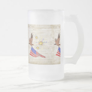 US Constitution Frosted Glass Beer Mug