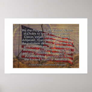 US Constitution Preamble Over Textured Background Poster