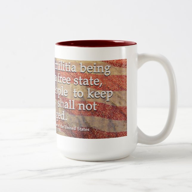 US Constitution Second Amendment Typography Two-Tone Coffee Mug (Right)