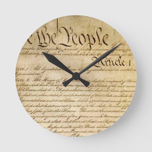 US Constitutional Freedoms - Know Your Rights! Round Clock (Front)
