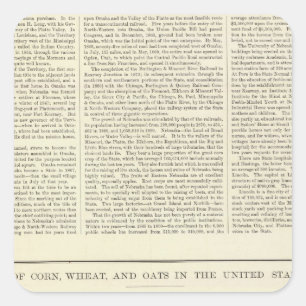 US Corn, Wheat, and Oats, 1870-1891 2 Square Sticker