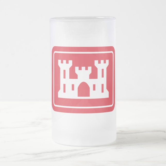 US Corps of Engineers DOD Military Frosted Glass Beer Mug (Center)