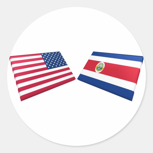 US & Costa Rica Flags Classic Round Sticker (Front)