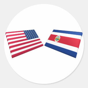 US & Costa Rica Flags Classic Round Sticker