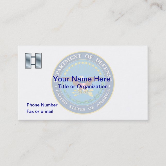 US Department of Defence O3 Business Card (Front)