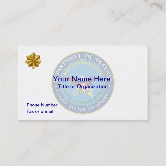 US Department of Defence O4 Business Card (Front)