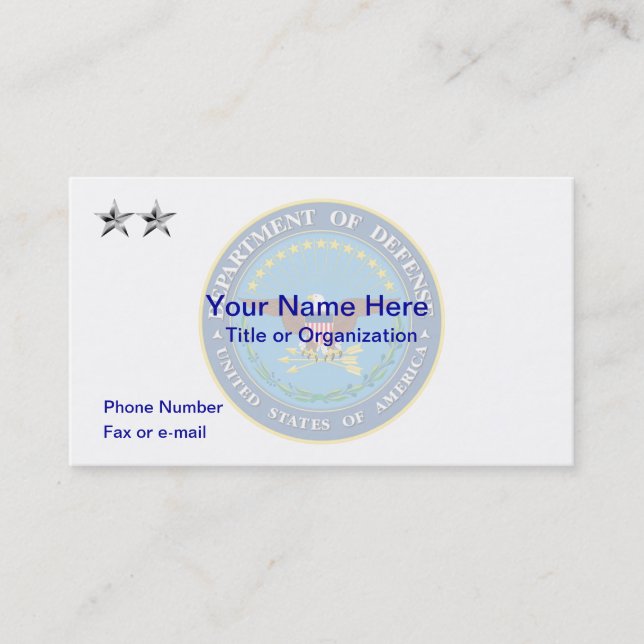 US Department of Defence O8 Business Card (Front)