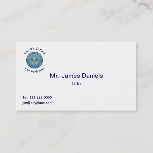 US Department of Defence Shield Business Card (Front)