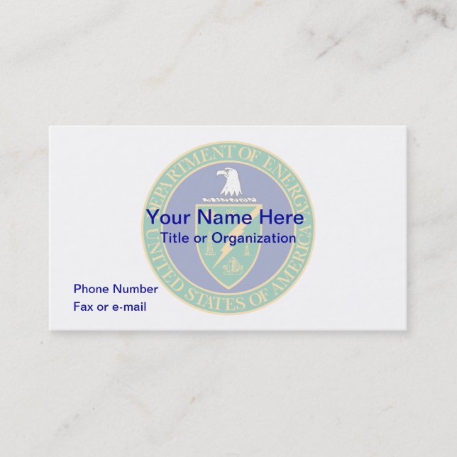 US Department of Energy Business Card (Front)