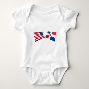 US & Dominican Republic Flags Baby Bodysuit
