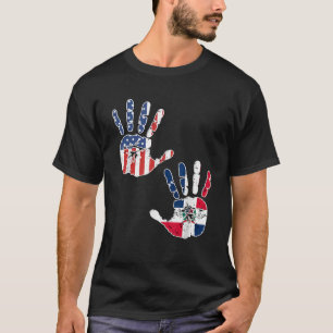 US Dominican Republic Handprint Flag Proud America T-Shirt