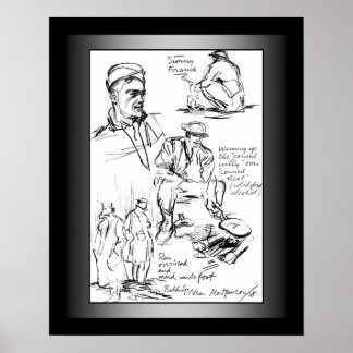 US Doughboys ~ Stars & Stripes ~ World War One ~ Poster