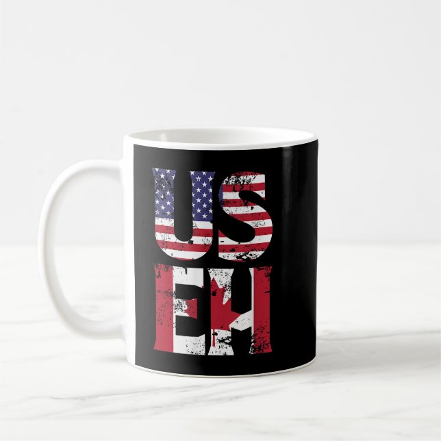 US EH  American Canadian Funny Meme Quote  Coffee Mug (Left)