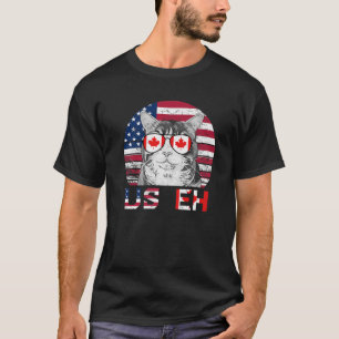 US EH Cat America Canada Flag American Canadian Ca T-Shirt